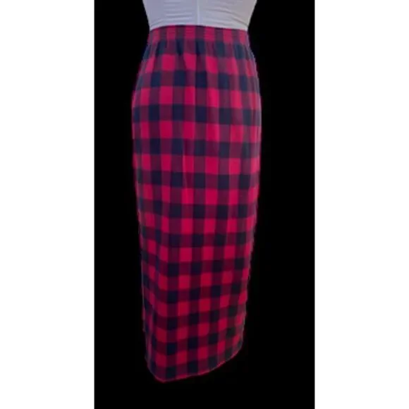 Bechamel Buffalo Plaid Skirt Pull-On Fringe Detail Sz S Vintage - Picture 8 of 10